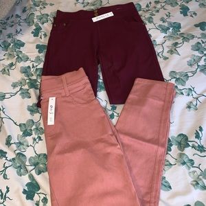 NWT Burgundy and Pink Jeggings